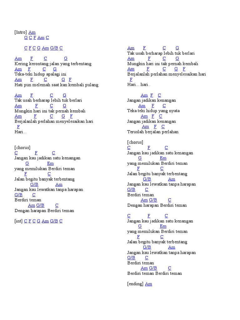 Chord Closehead Berdiri Teman - Chord Walls