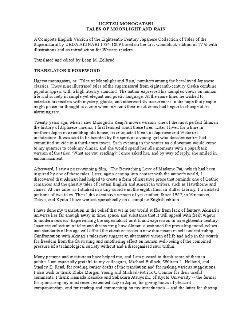 85252308 Tales Of Moonlight And Rain By Ueda Akinari 1 Novels Japanese Literature