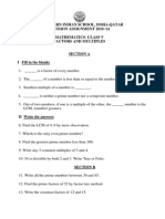 Dps-Modern Indian School, Doha-Qatar Revision Assignment 2010 - 11 Mathematics-Class V Factors and Multiples