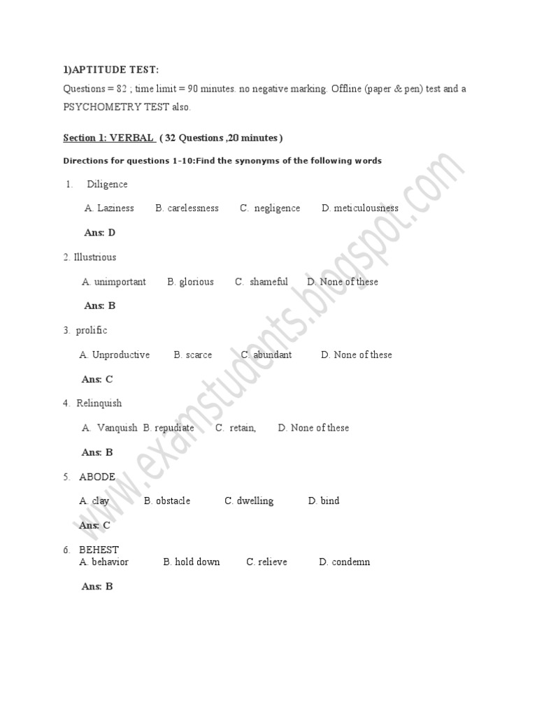 1 Aptitude Test Questions 82 Time Array Data Structure Dividend