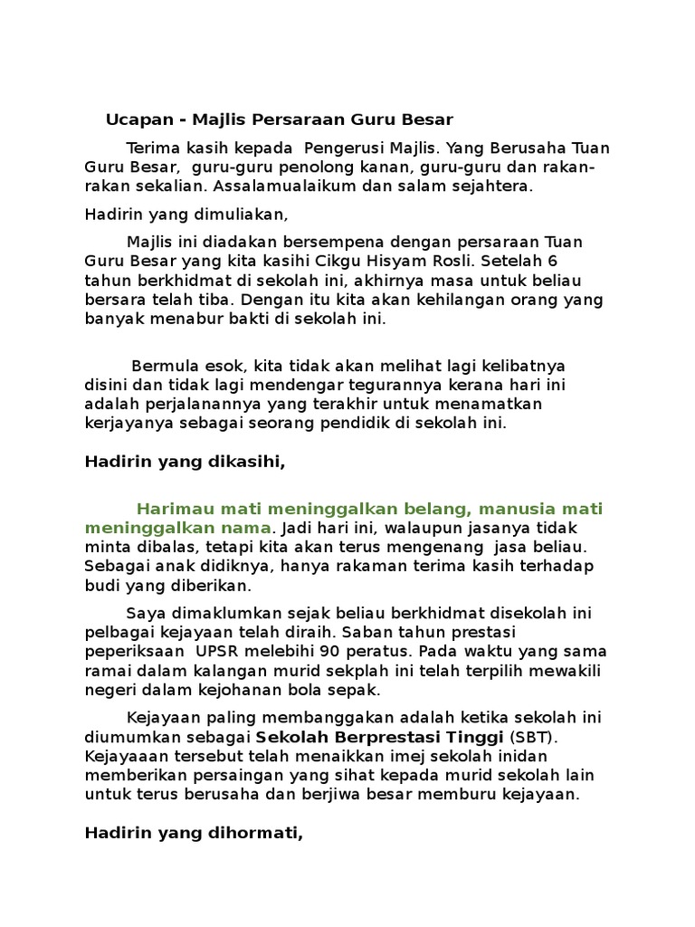 Memperingati Jasa Seorang Guru Besar Pdf