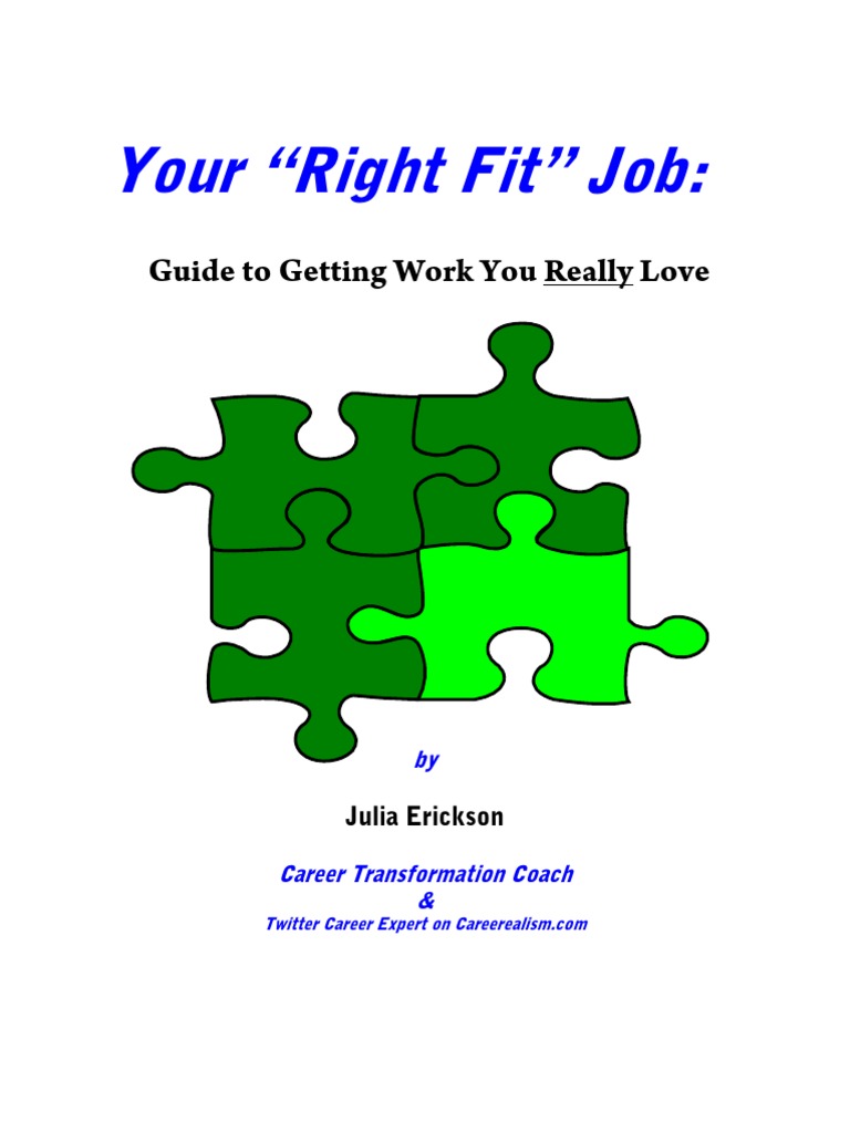 Your Right Fit Job Guide To Work You Love PDF Résumé Employment