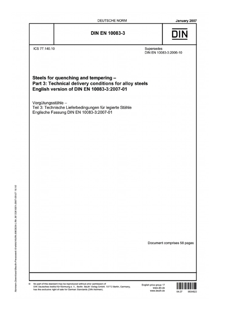 Din en 10083-3-2007 PDF | PDF