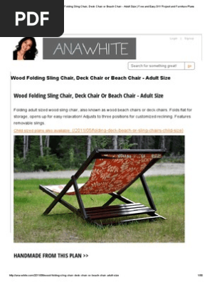 Ana White Build A Wood Folding Sling Chair Deck Chair or Beach