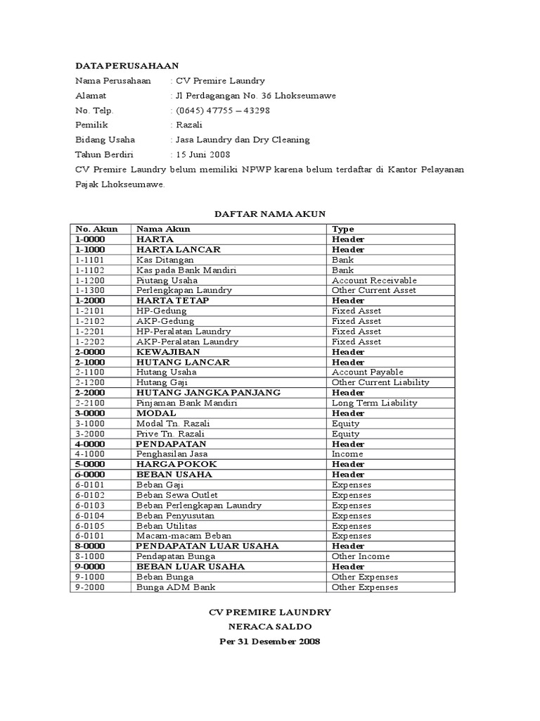 Contoh Soal Myob Perusahaan Jasa Pdf Contoh Soal Terbaru