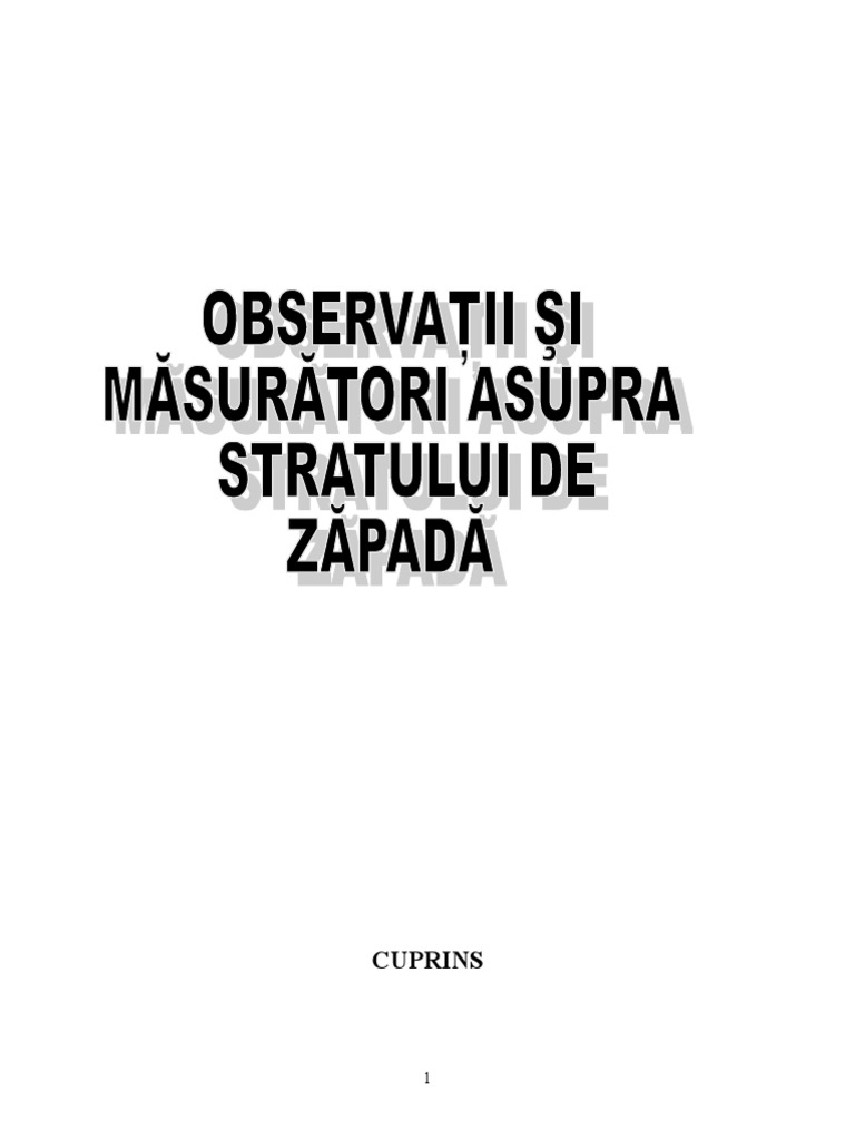 Observatii Si Masuratori Asupra Stratului De Zapada
