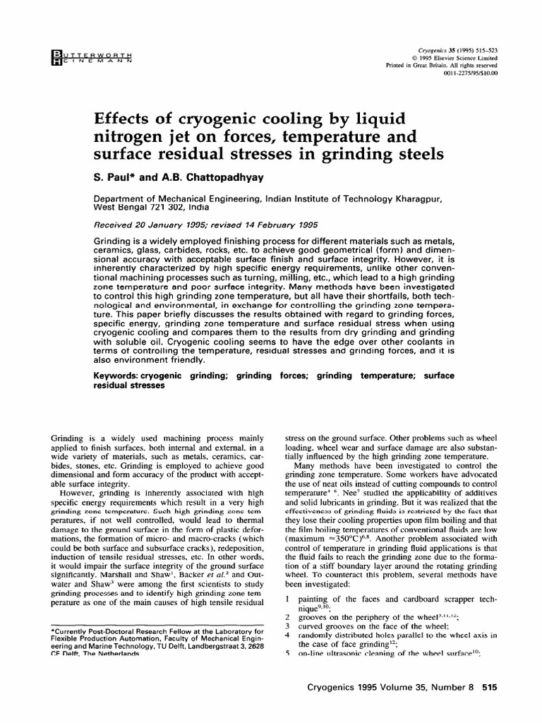 Effects of Cryogenic Cooling by Liquid Nitrogen Jet On Forces ...