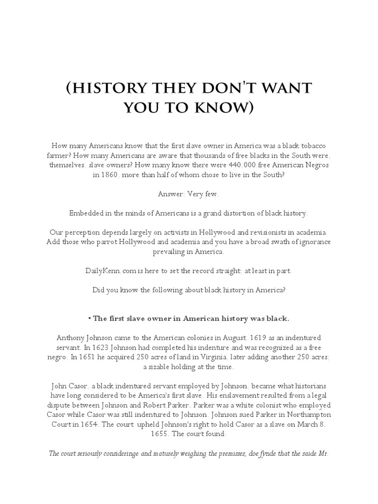 History They Don't Want You To Know PDF Slavery In The United