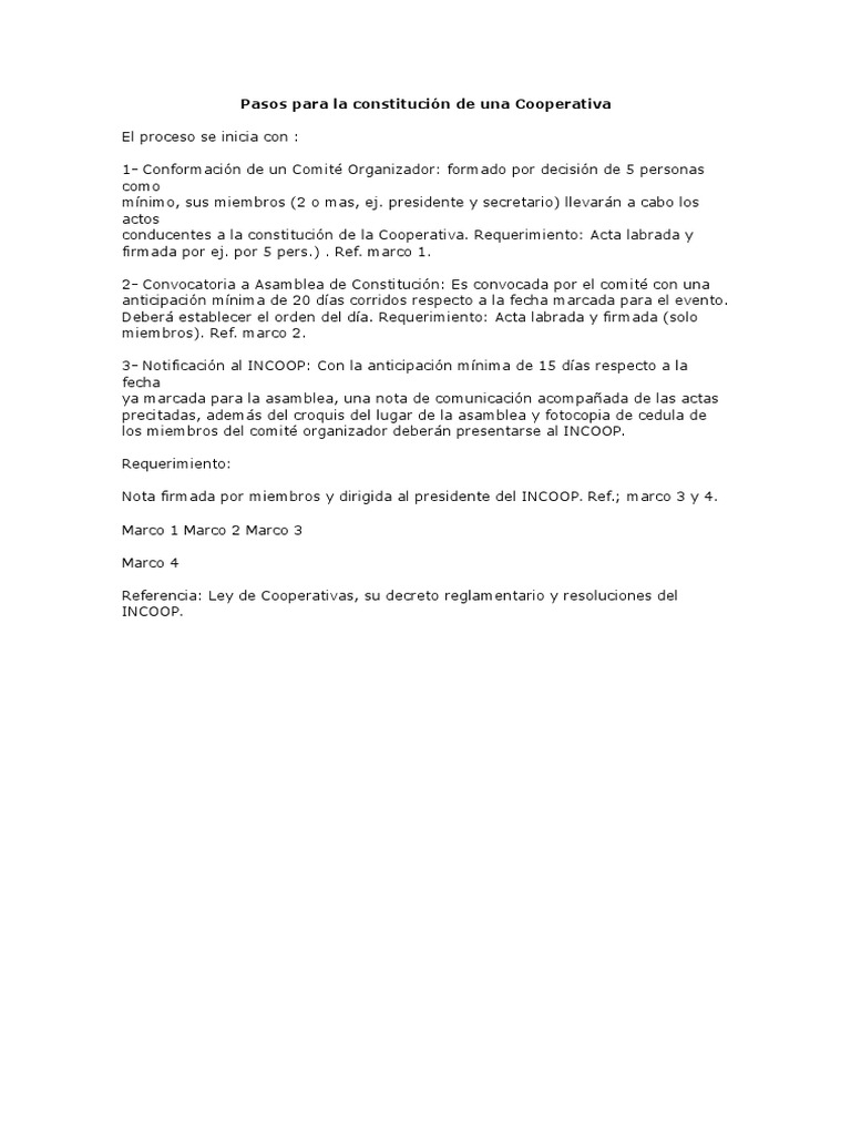 Pasos para constituir una cooperativa | PDF | Cooperativa | Gobierno