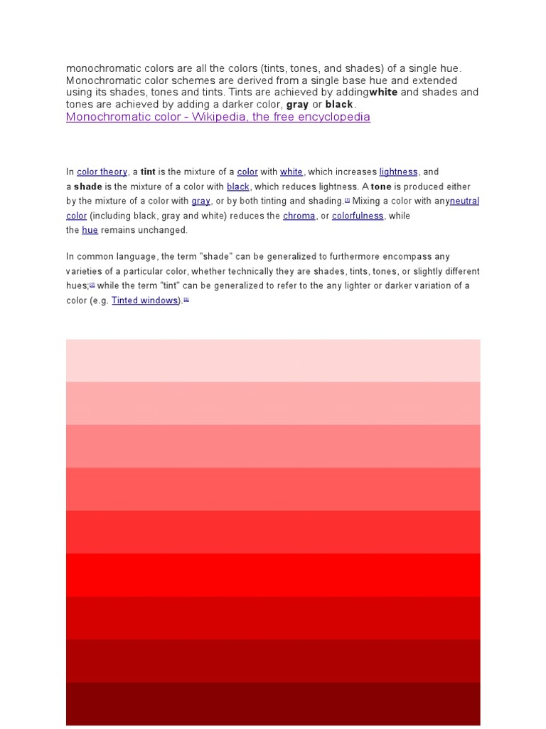 Monochromatic Color - Wikipedia, The Free Encyclopedia | PDF
