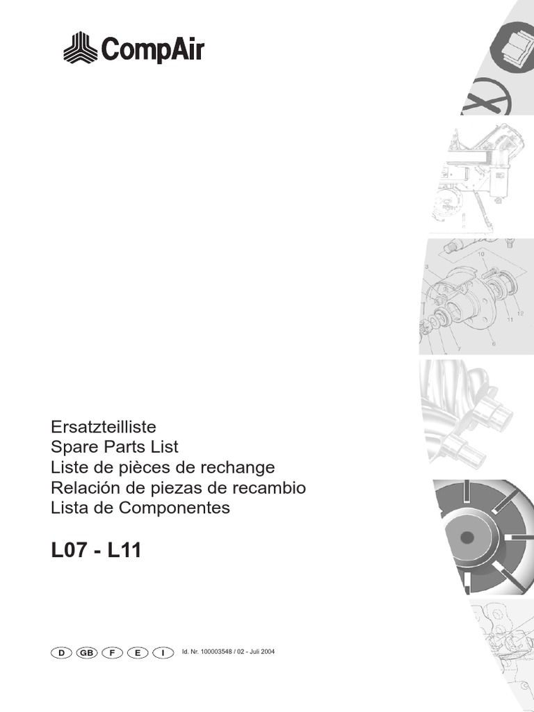 CompAir L07-L11 Spare Parts List | PDF | Belt (Mechanical) | Pipe ...