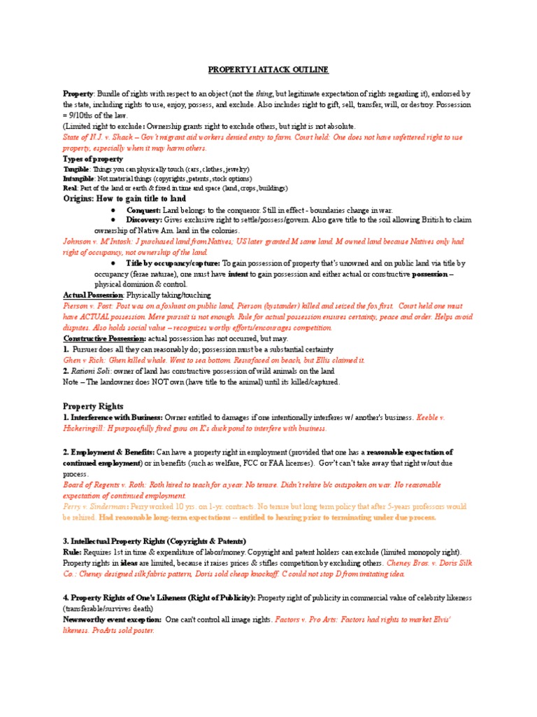 Prop I Attack Outline Ehrlich 2014 | PDF | Easement | Concurrent Estate