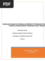 MAKALAH ANALISIS ENERGI ALTERNATIF PENGGANTI BAHAN BAKAR FOSIL