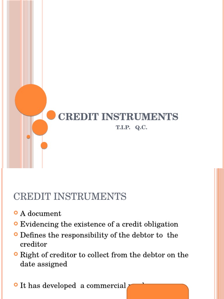 Credit Instrument Cheque Money Market
