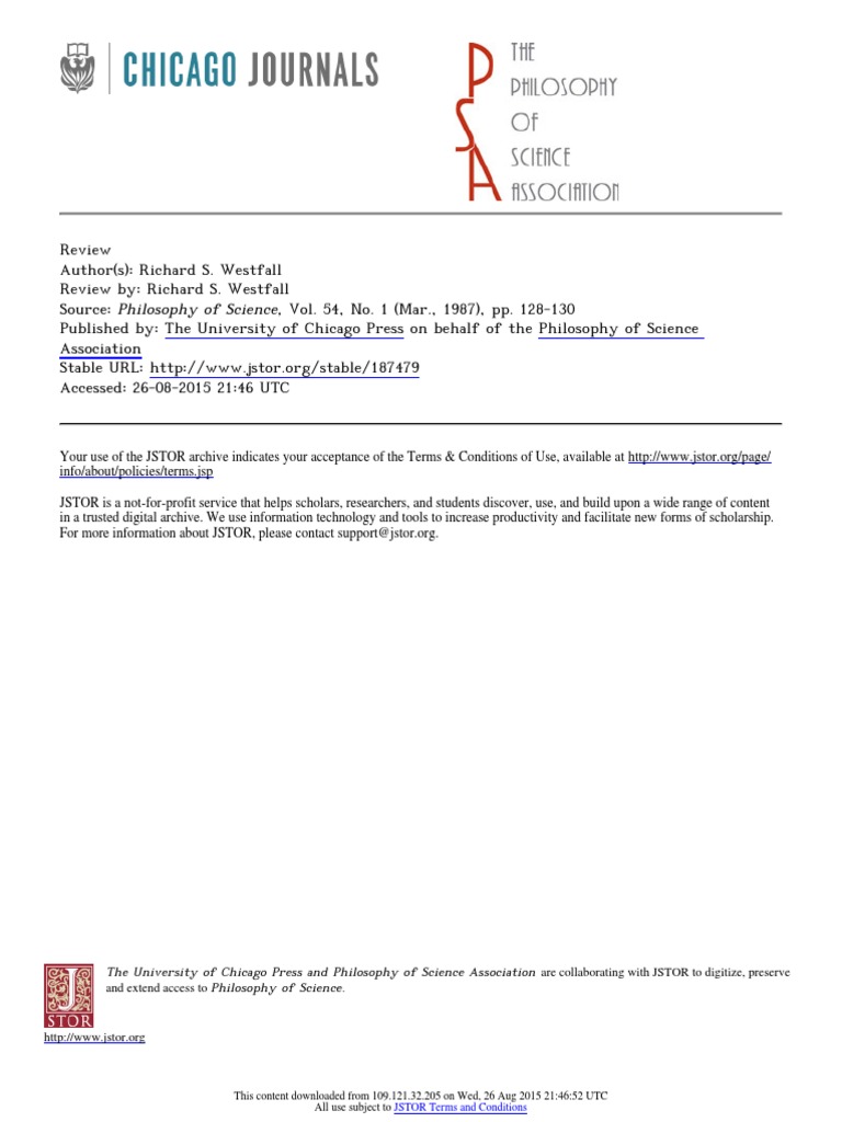 Richard S. Westfall Review PDF Science Philosophical Theories