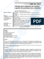 NBR ISO 19011 - Diretrizes para Auditorias de Sistema de Gestão Da Qualidade Eou Ambiental