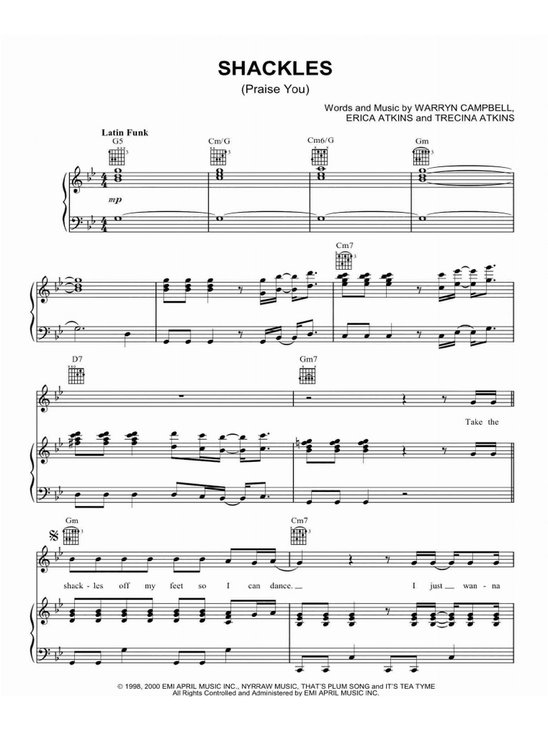 Shackles Mary Mary Sheet Music shackles mary mary sheet music
