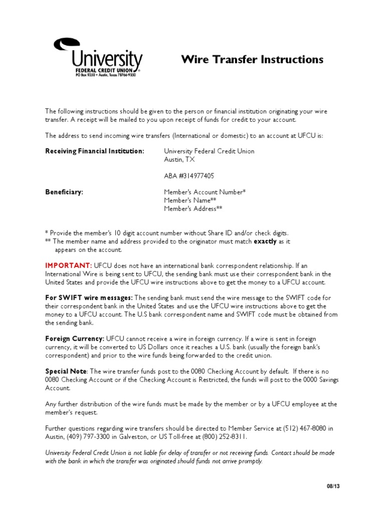 Wire Transfer Instructions: Important | PDF | Finance & Money ...