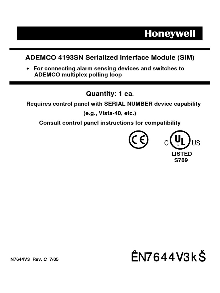 ADEMCO 4193SN Installation Guide | PDF