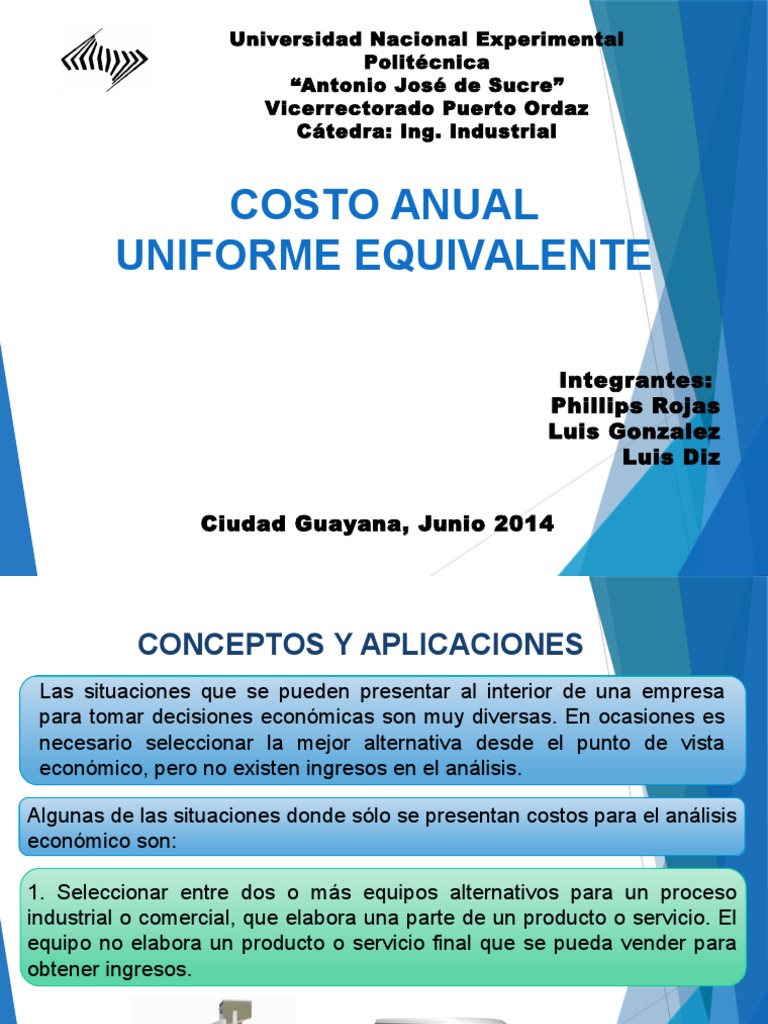 Costo Anual Uniforme Equivalente Valor (economía