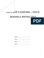 KID'S BOX 3 (Unit Intro - Unit 4) : Reading & Writing Test