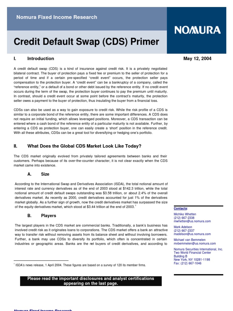 Credit Default Swap | PDF | Finance & Money Management