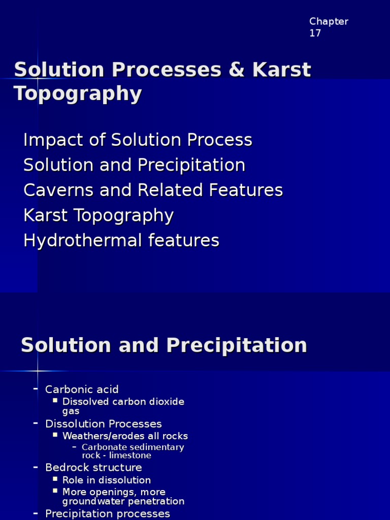 Ch 17 Solution Processes Karst Landforms Pdf Sinkhole Cave