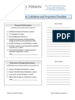Financial Assets, Liabilities and Properties Checklist