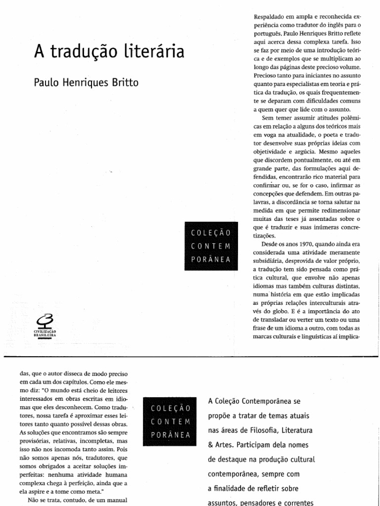 PDF) Entrevista com o Tradutor Paulo Henriques Britto