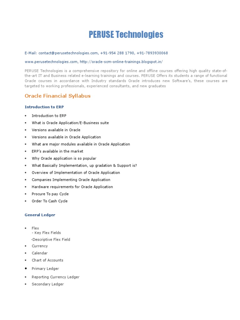 Oracle Financials Online Training Courses | PDF | Invoice | Debits And ...