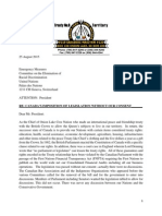 Onion Lake Cree Nation: 25 August 2015 Letter To CERD