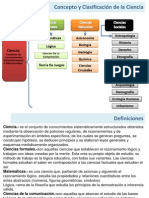 Concepto y Clasificación de Las Ciencias