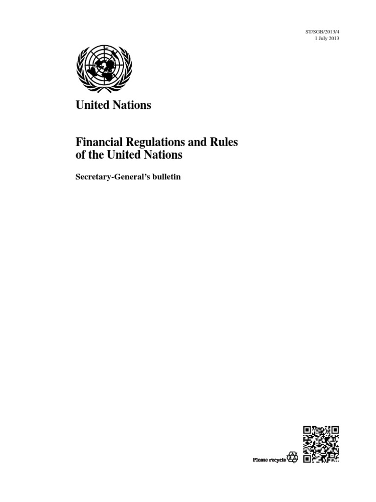 UN Financial Regulations and Rules 2013 | PDF | United Nations General ...