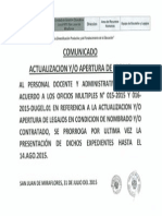 Comunicado Apertura de Legajo 31-07-15