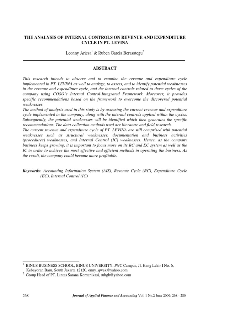 Revenue And Expenditure Cycle Pdf