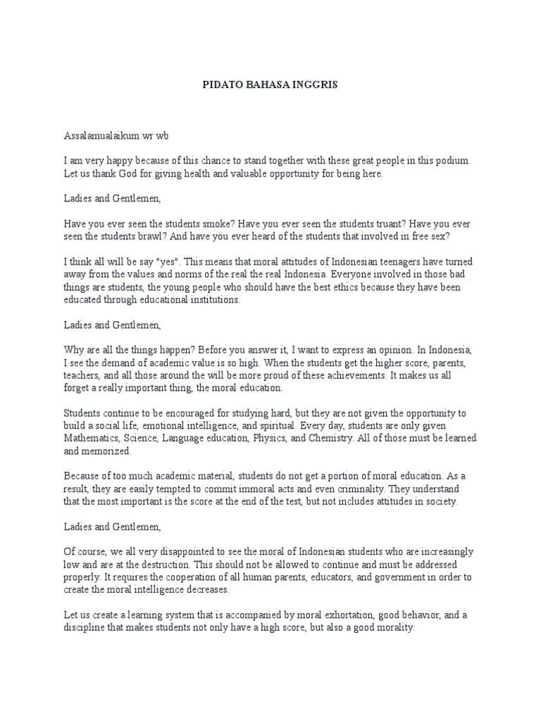 Pidato Bahasa Inggris Secondary School Violence
