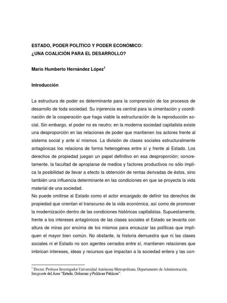 Estado Poder Politico Poder Economico Coalicion Desarrollo | PDF ...
