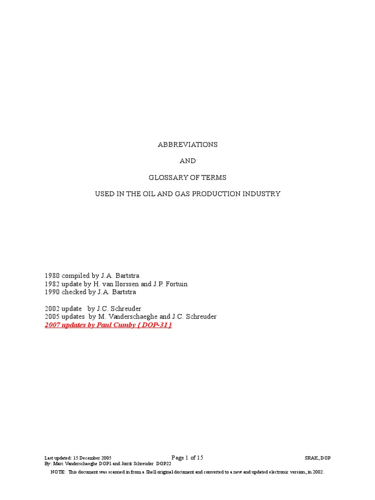 Abbreviations Updated 2007 - Aug | PDF | Oil Well | Petroleum