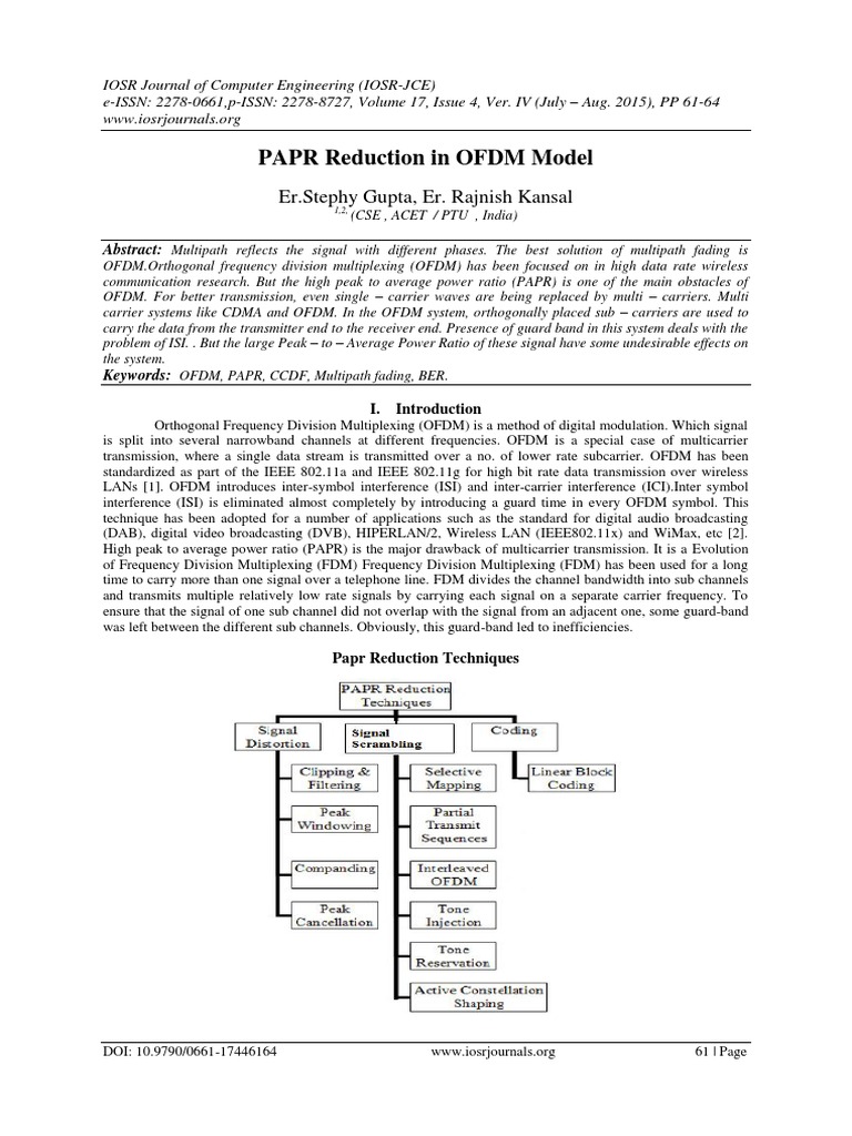 PAPR Reduction in OFDM Model | PDF | Orthogonal Frequency Division ...