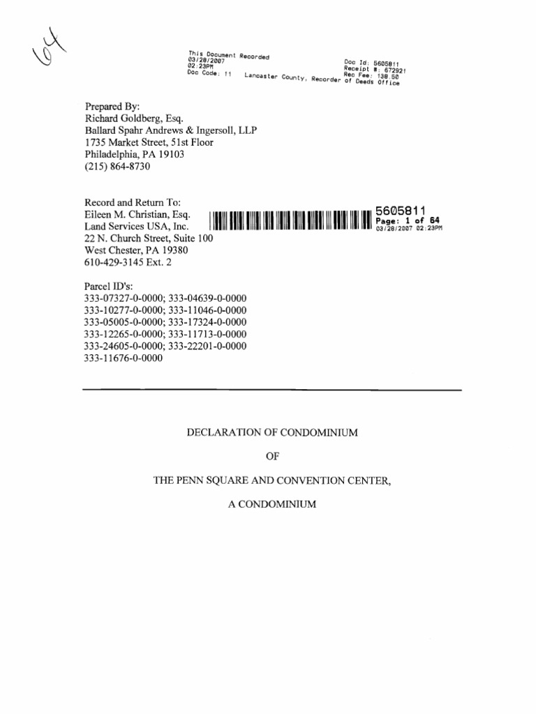 Declaration of Condominium PDF Condominium Wall