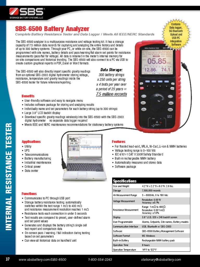 Ir Tester Sbs 6500 (1) Rechargeable Battery Battery (Electricity)