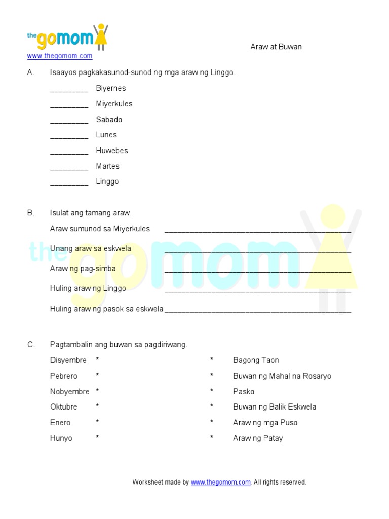 worksheet filipino