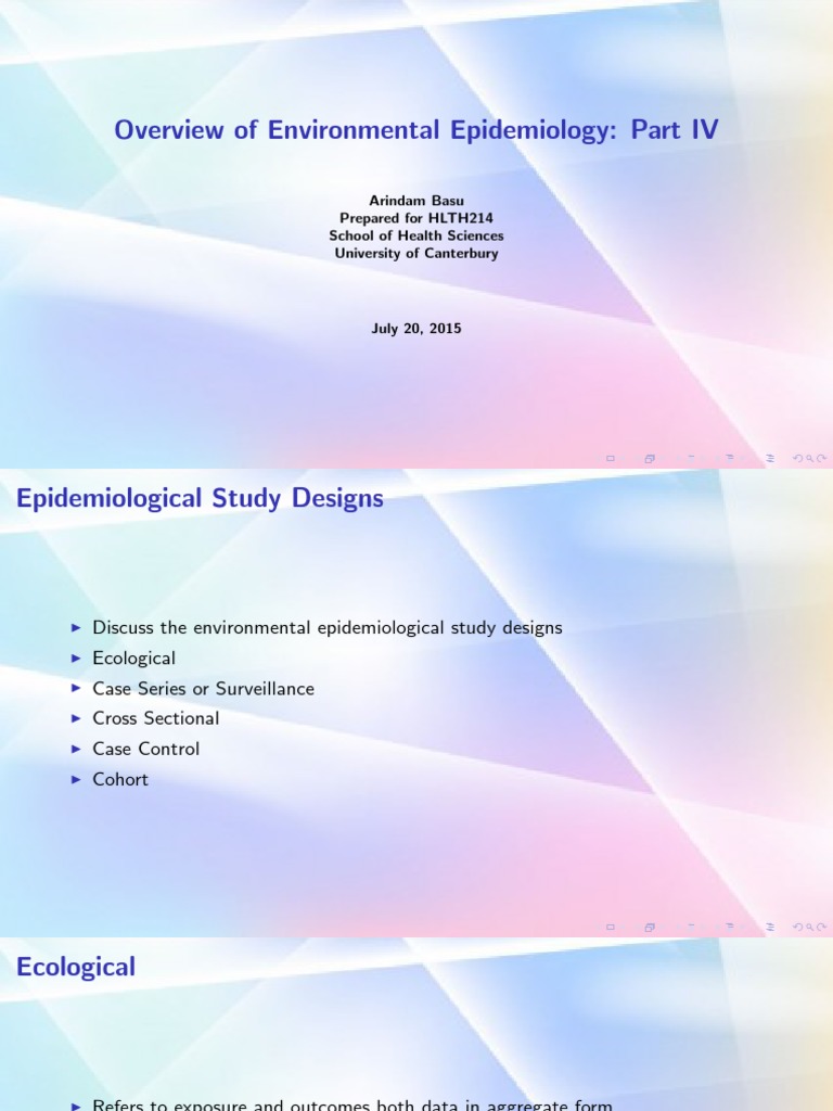 Environmental Epidemiology Study Designs | PDF