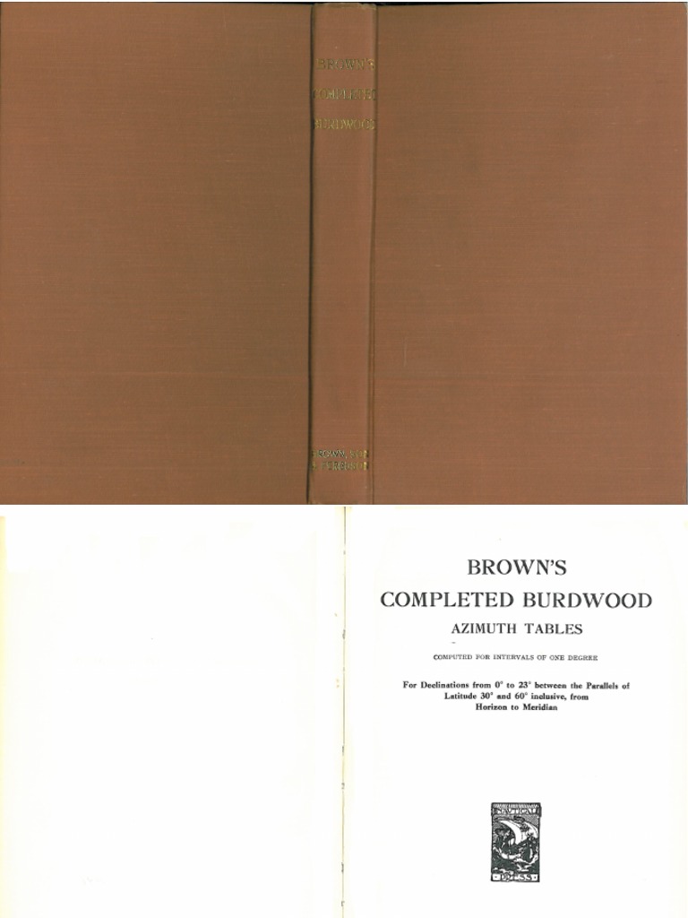 Brown's Completed Burdwood Azimuth Tables 1960 PDF | PDF