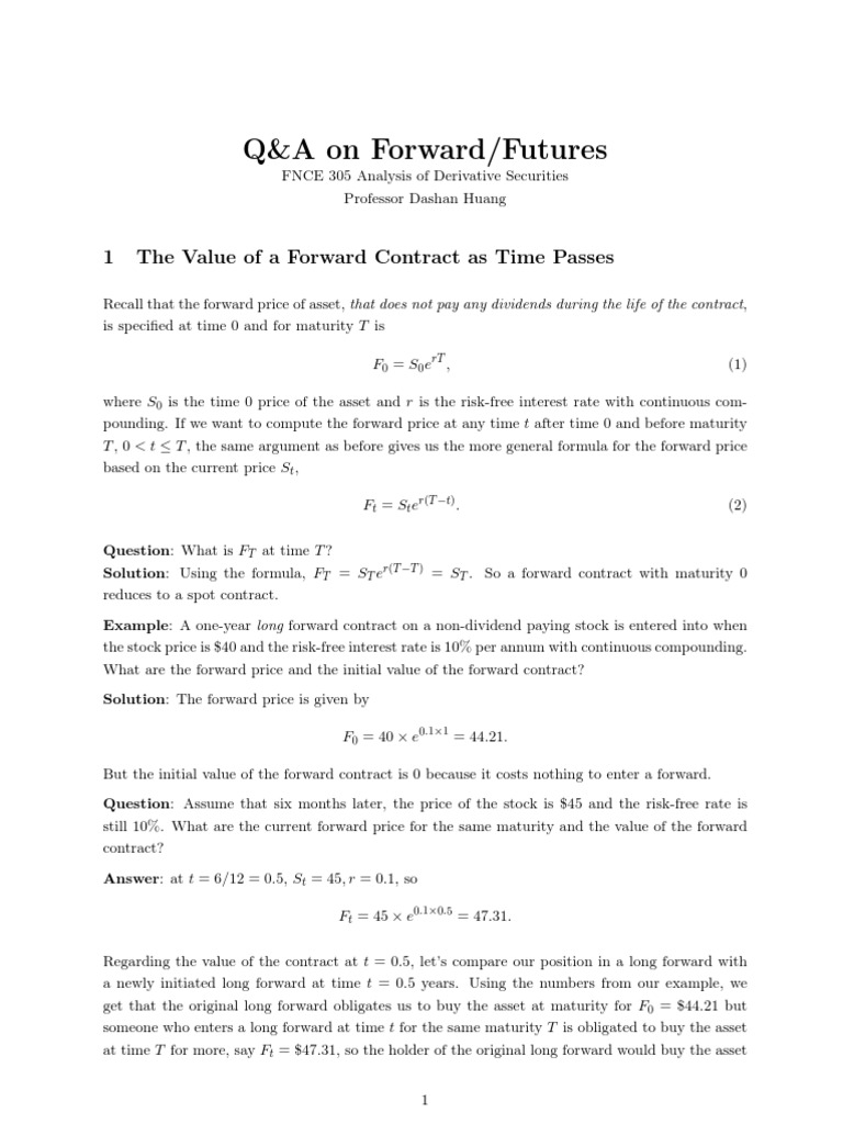 Notes On Forward Pricing | PDF | Futures Contract | Hedge (Finance)