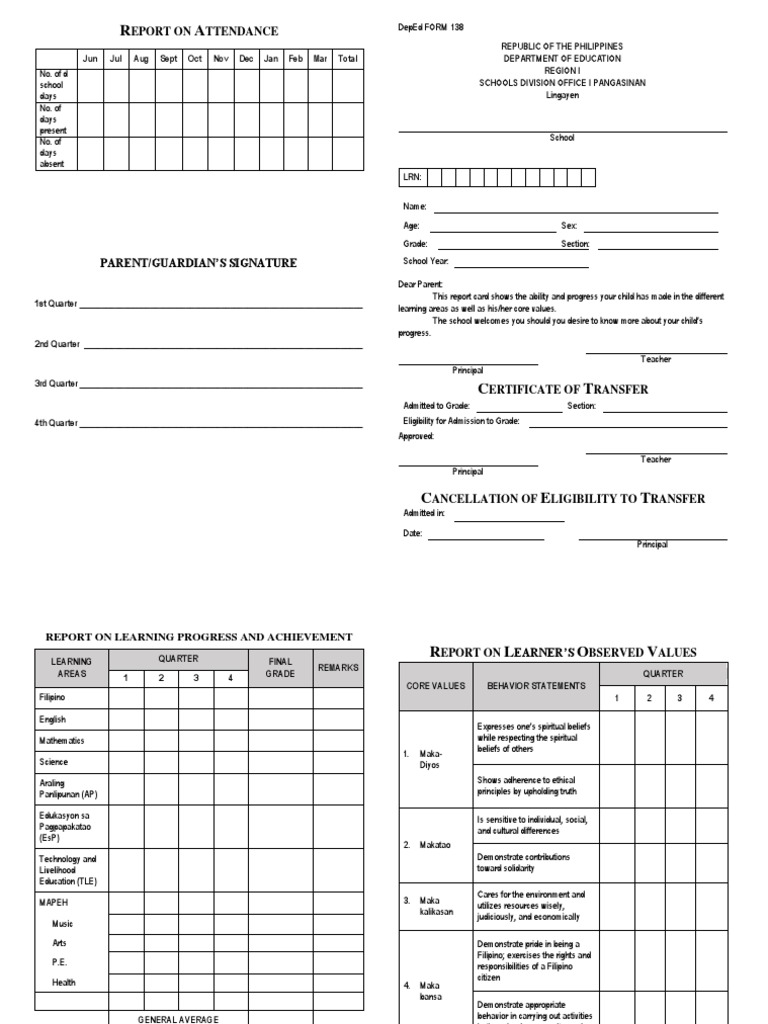 Form 138 | PDF