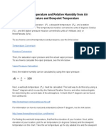 Wet Bulb Temperature and Relative Humidity From Air Temperature and Dewpoint Temperature