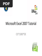 Microsoft Excel 2007 Tutorial: CIS 1000 DE