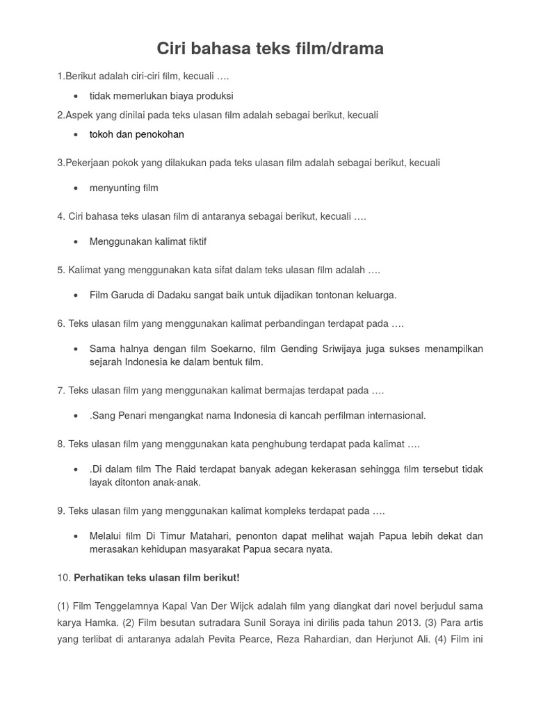 Contoh Bank Soal Ulasan