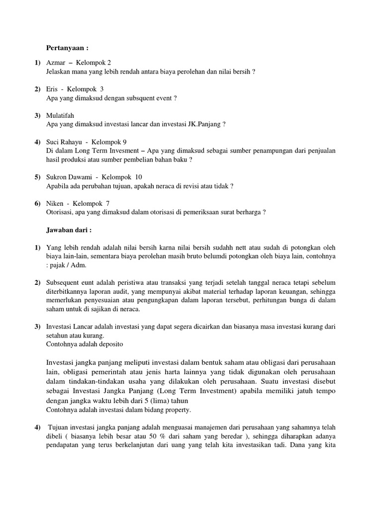 Sesi Tanya Jawab Pemeriksaan Surat Berharga